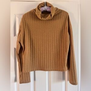Olivia Rae Ribbed Knit Turtleneck Cropped Shirt Women Size Large